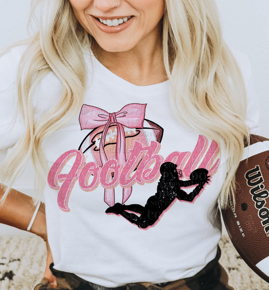 Pink Bow Football DTF Transfer
