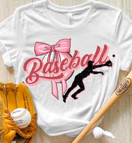 Pink Bow Baseball DTF Transfer