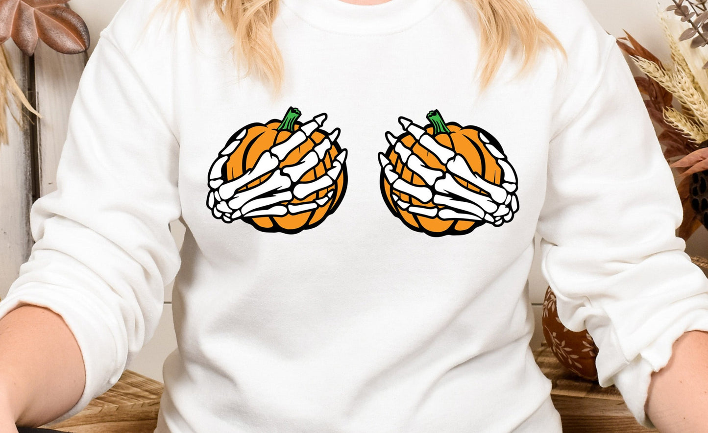 Pumpkin Skeleton Breasts, Pumpkins, Halloween DTF Transfer