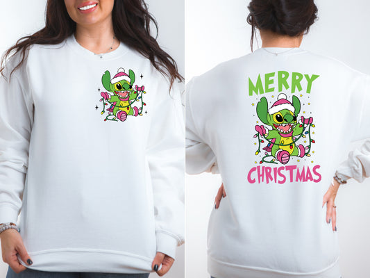 Retro Merry Christmas Stitch with Pocket DTF Tansfer
