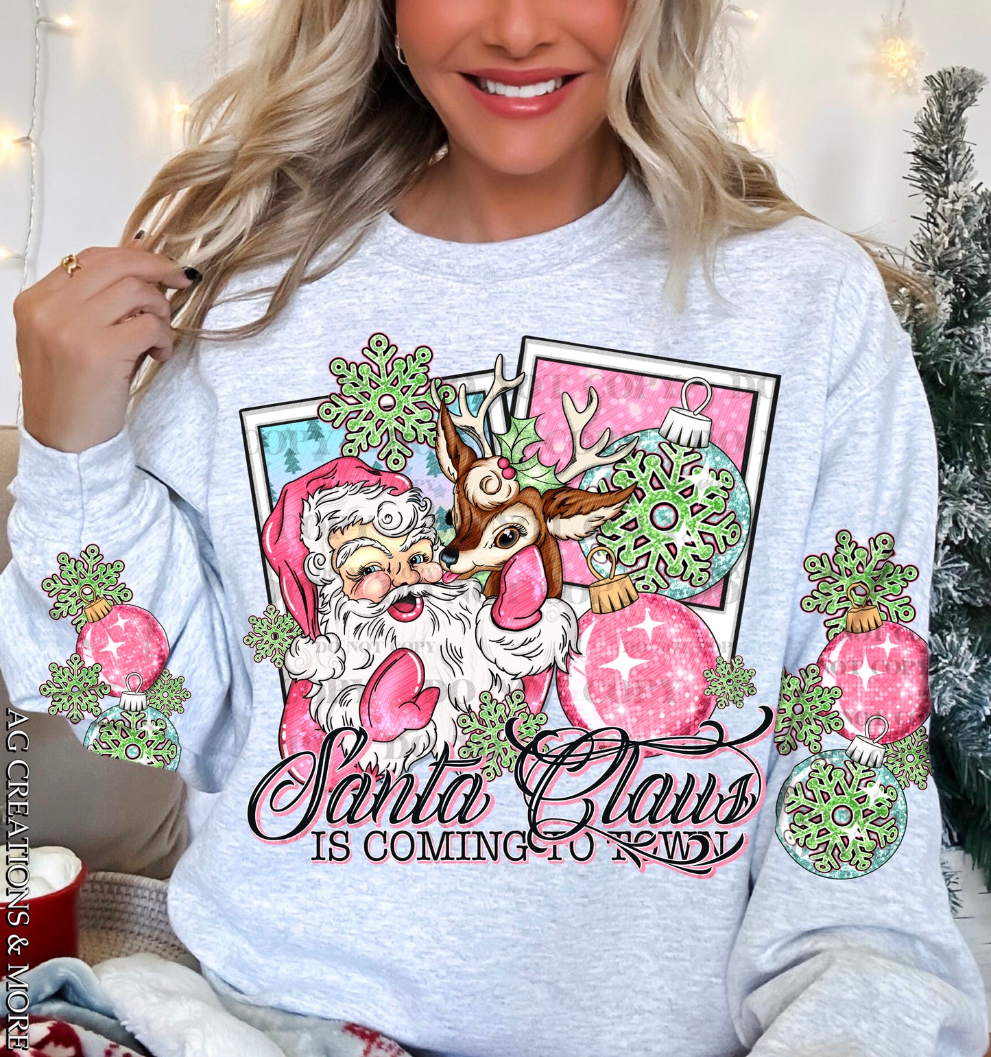 Santa Clause is Coming To Town w/Sleeve option DTF Transfer