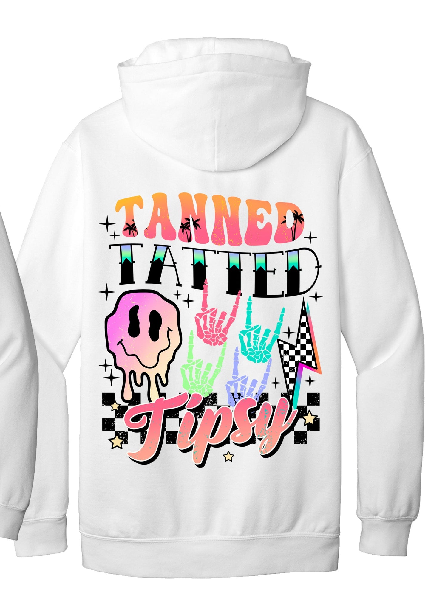 Tanned Tatted and Tipsy, Skeleton peace sign with Pocket Design DTF Transfer
