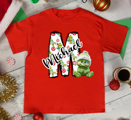 Customizable Baby Grinch Letter and Name-White Lettering Set Hat DTF Transfer