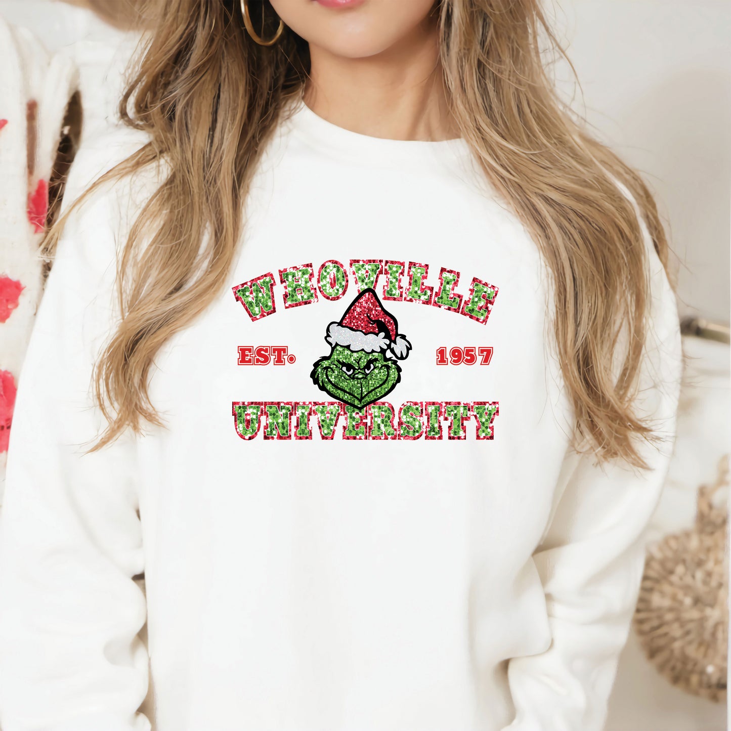 Faux Glitter Whoville University DTF Transfer