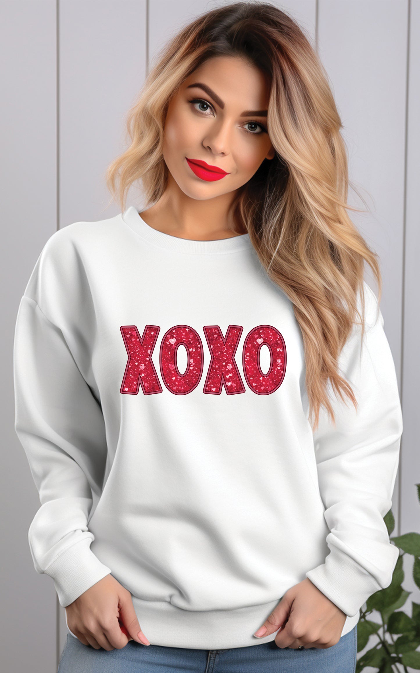 Faux Glitter and Sequin XOXO Valentines DTF Transfer