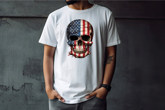 American Skull, American Flag, Skull, Patriotic DTF Transfer