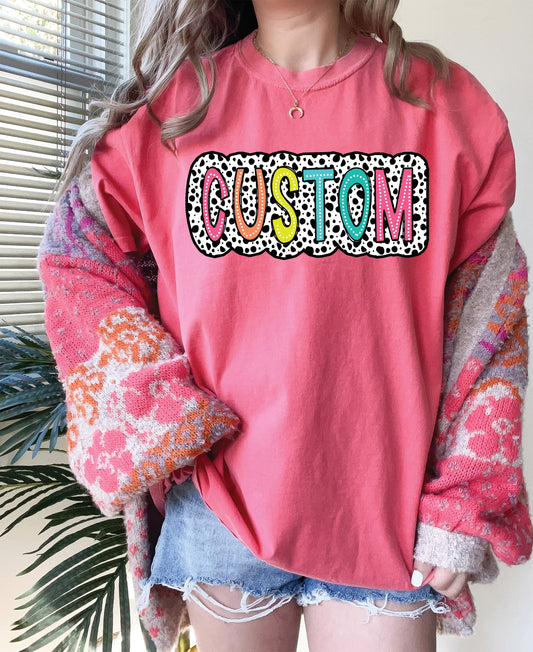 Custom Bright Colorful, Dalmatian, Dotted DTF Transfer