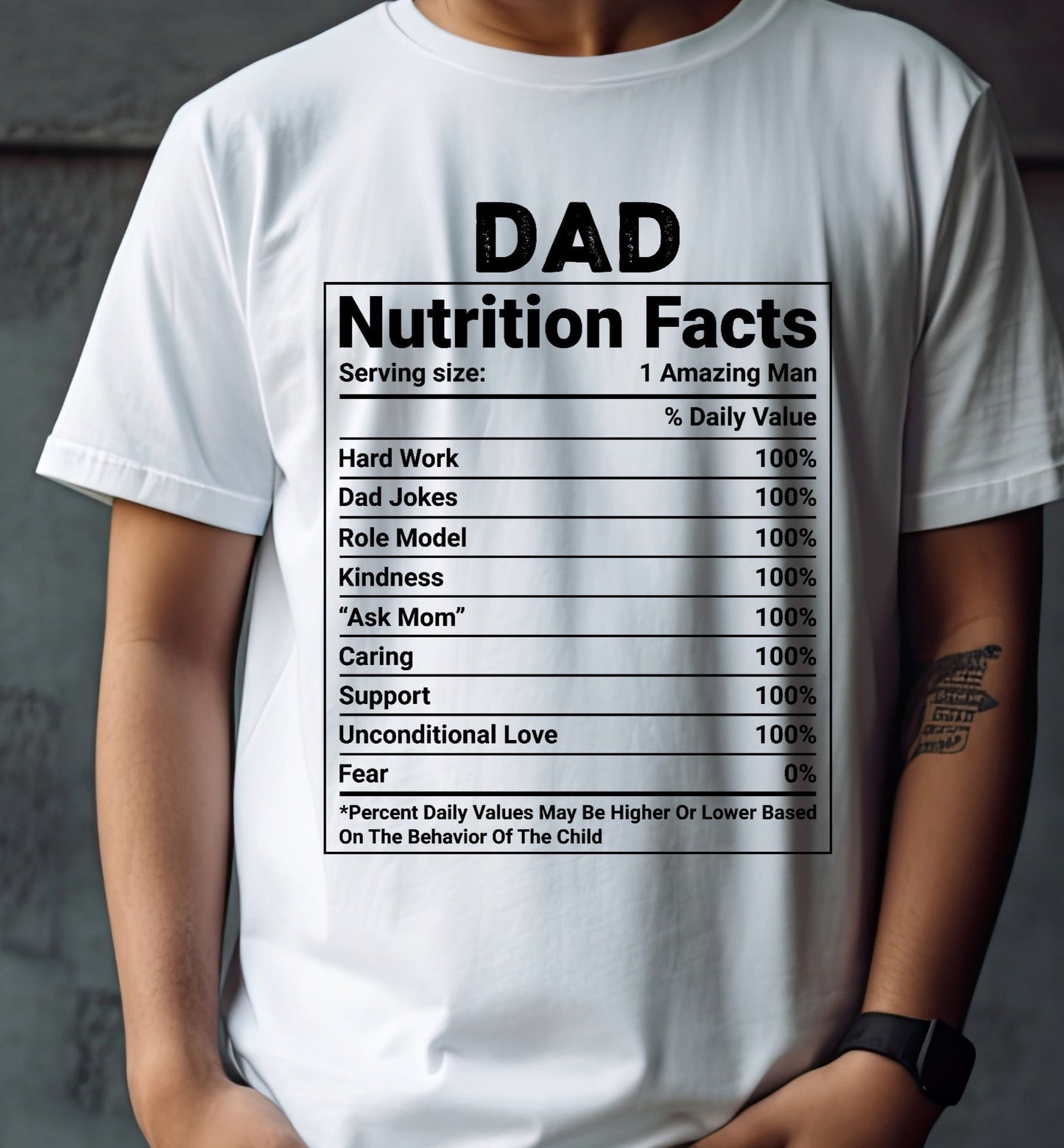 Dad Nutrition Facts, Fathers Day, Dad, Dads Birthday DTF Transfer