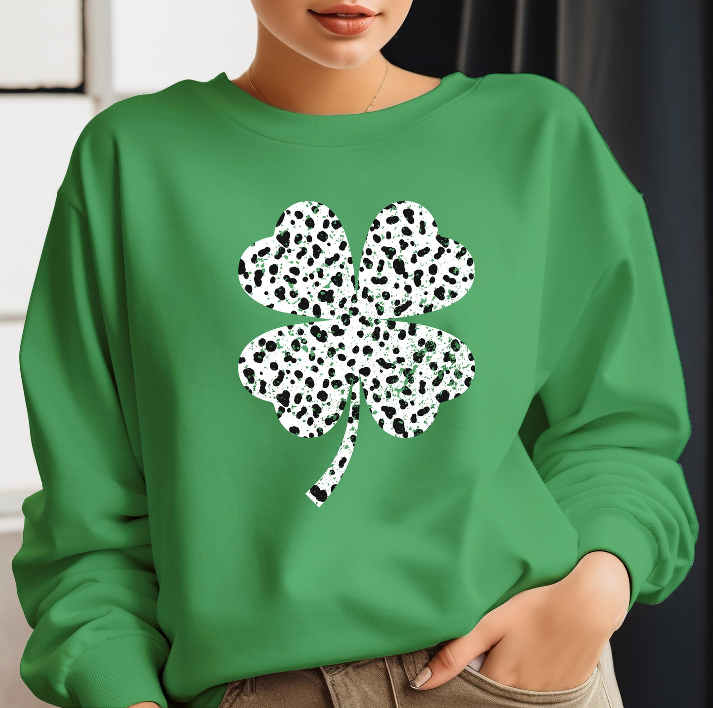 Spotted Shamrock Design, Dalmation Spots St Patrick's Day DTF Transfer