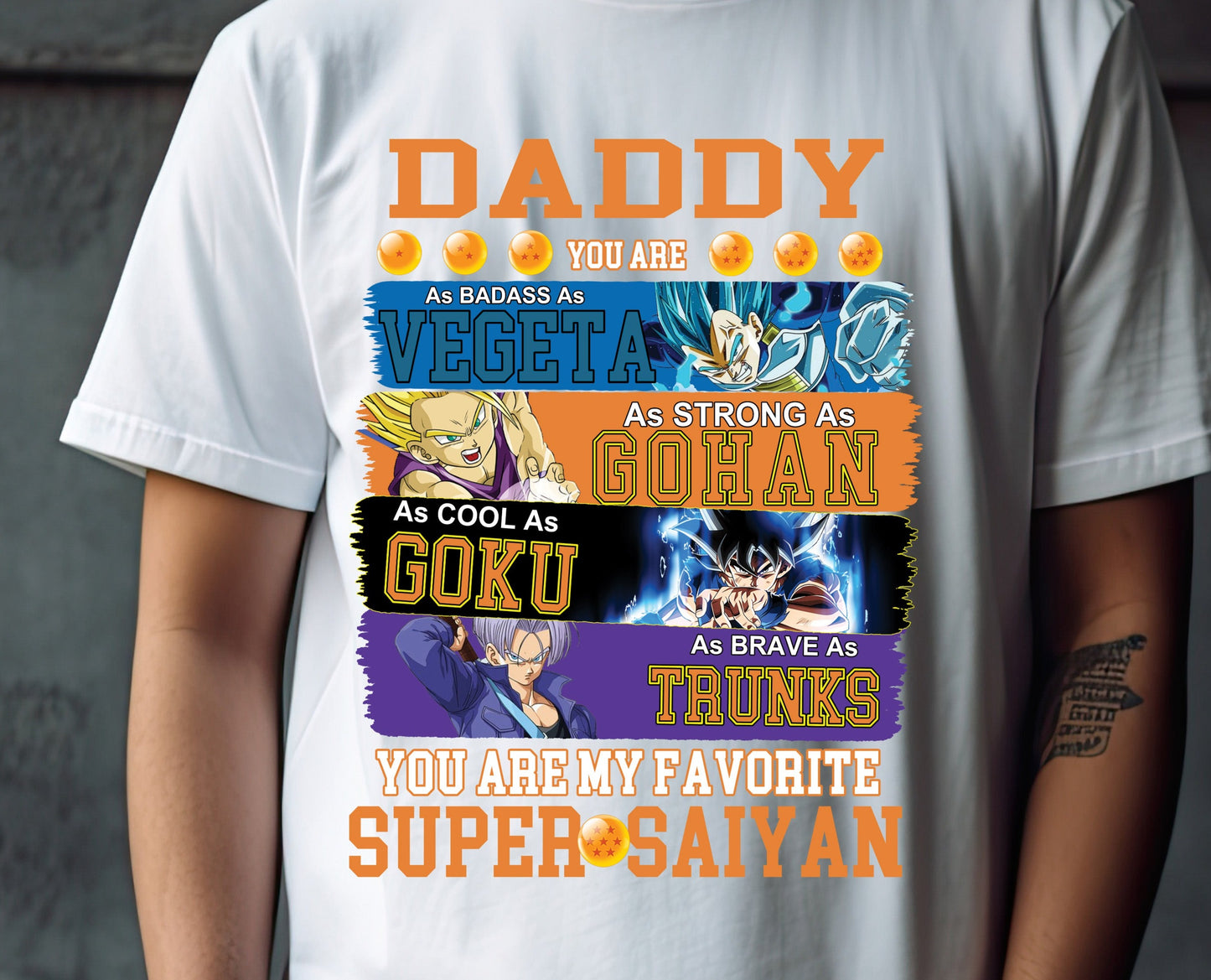 Dragon Ball Z, Super Saiyan Dad Fathers Day, Dad, Dads Birthday DTF Transfer