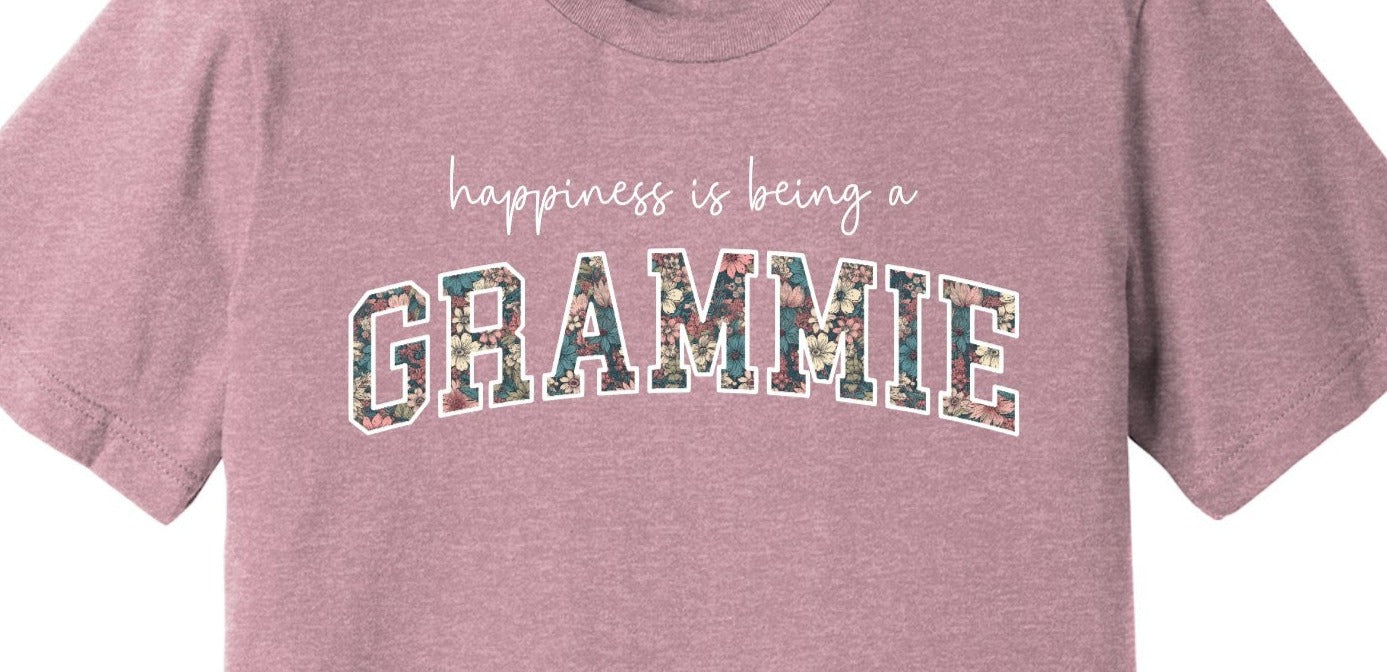 Happiness is being a Grammie, Vintage Flowers, Grammie, Floral, Vintage Grammie DTF Transfer Design