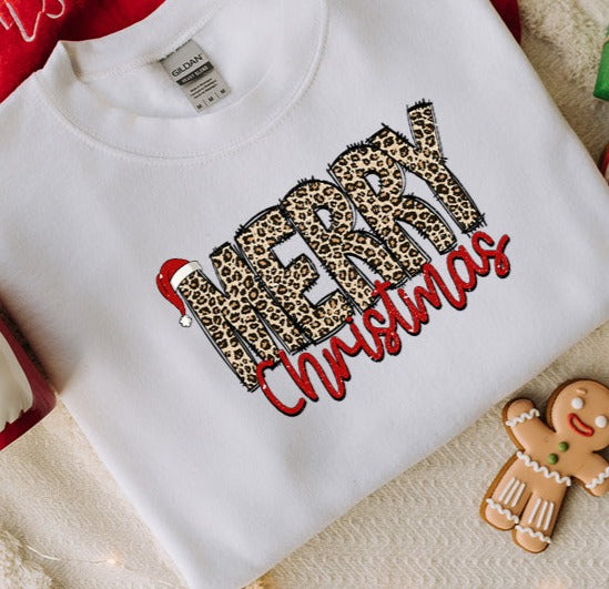 Merry Christmas Sweater-Leopard Design