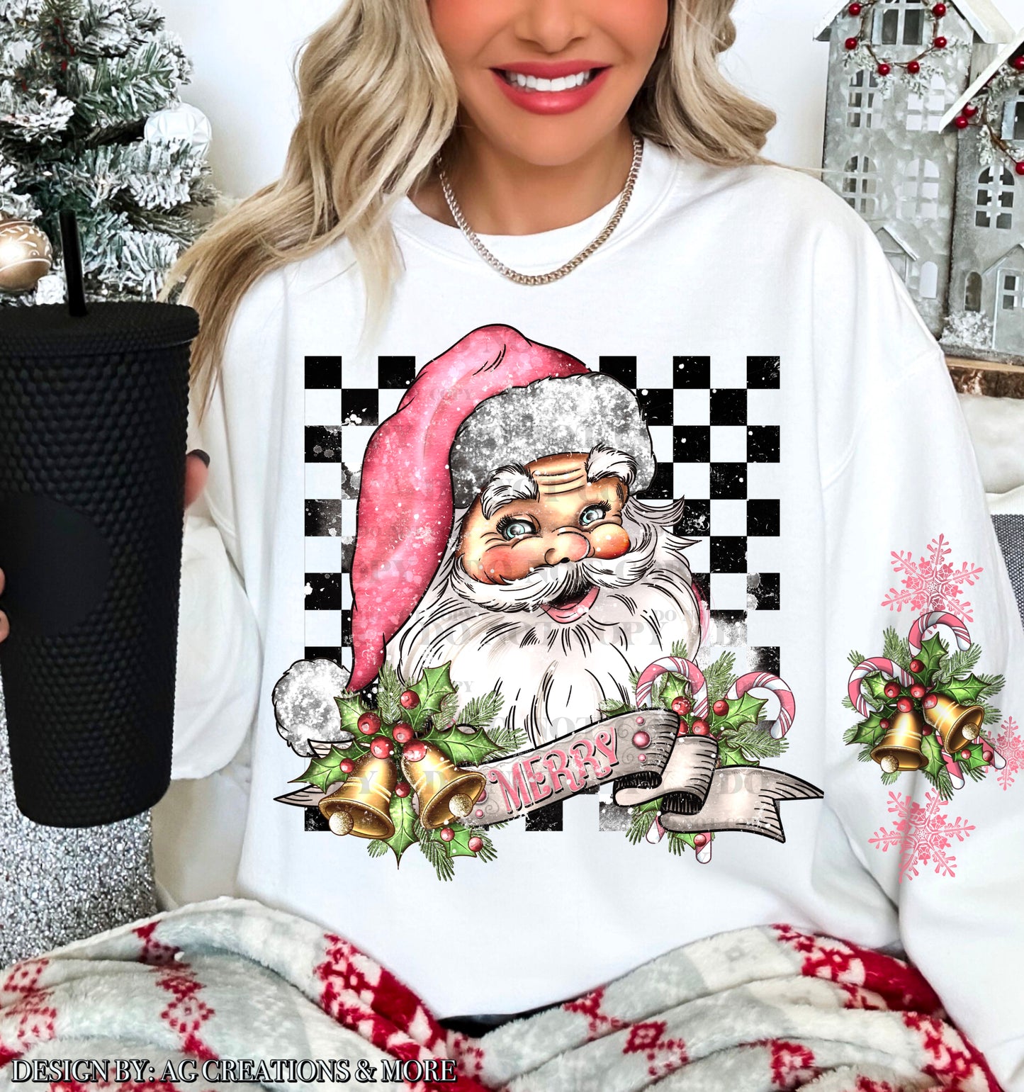 Santa Checkered w/Sleeve option DTF Transfer