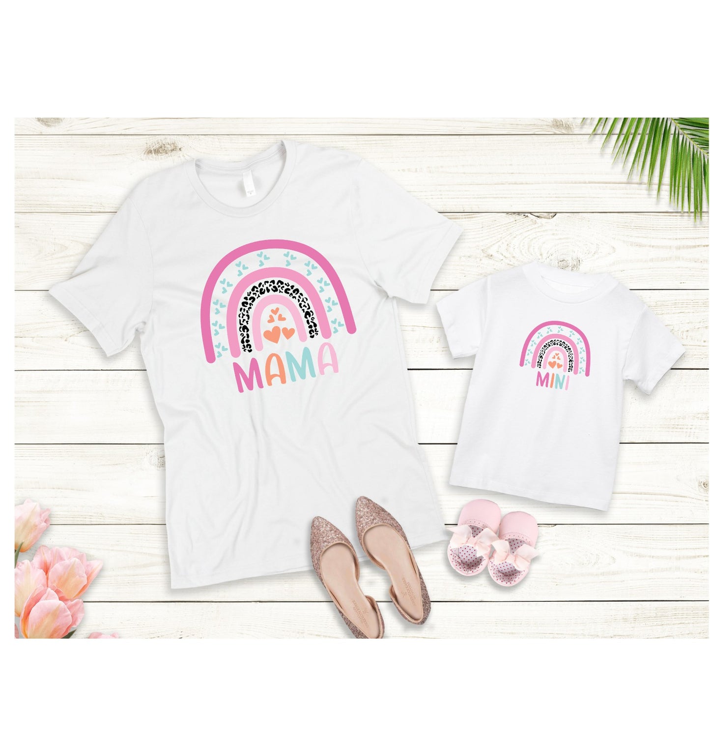 Mama and Mini Rainbow, Leopard, Hearts, Matching Shirts, Mama and Me, Mothers Day, Mama and Mini DTF Transfers