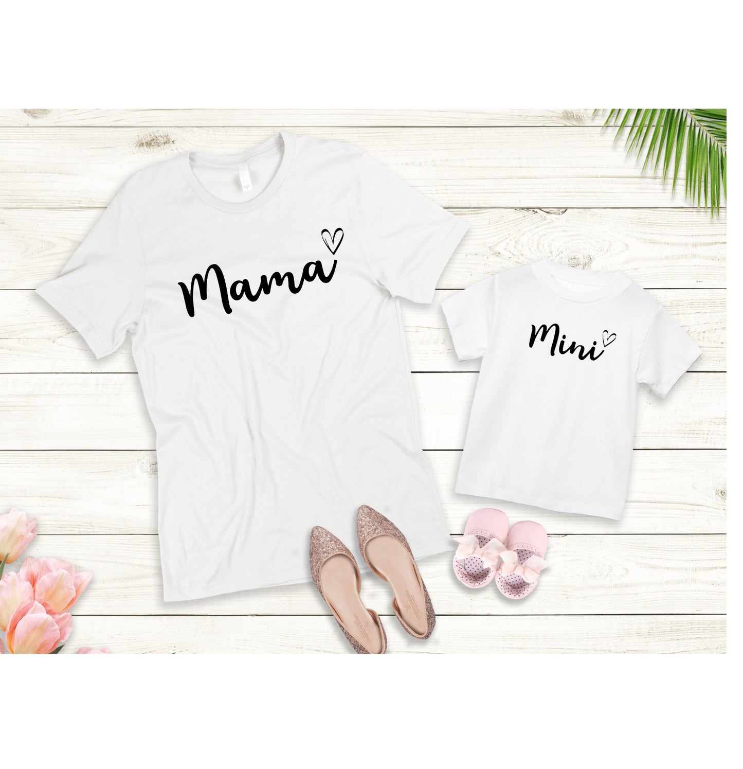 Mama and Mini Heart, Matching Shirts, Mama and Me, Mothers Day, Mama and Mini DTF Transfers