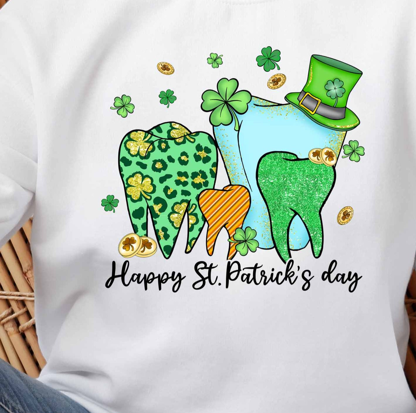 Happy Dental Tooth St Patricks Day, Happy Dental, St Patrick's Day DTF Transfer