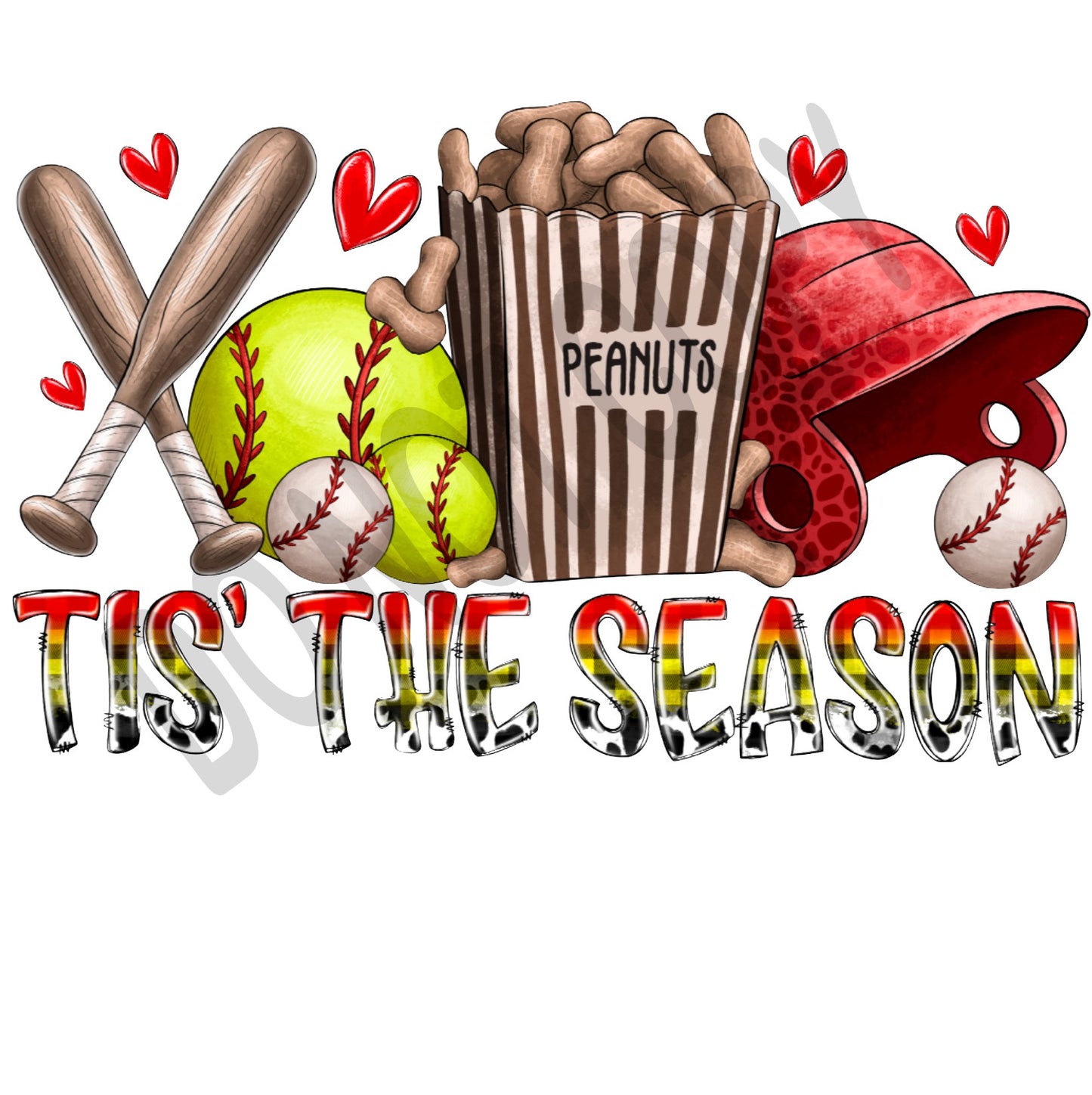 Tis The Season Softball, Softball Mom, Softball Mama, Softball Mom DTF Transfer