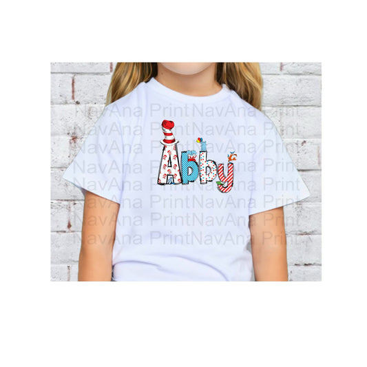 Dr Suess with Custom Name or Mascot for Reading Day, Read Across America-Completed Shirt