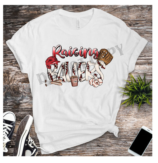 Raising Ballers Baseball Theme, Baseball Bat, Baseball Peanuts, Baseball Helmet, Baseball Season, Leopard Print, DTF Transfer