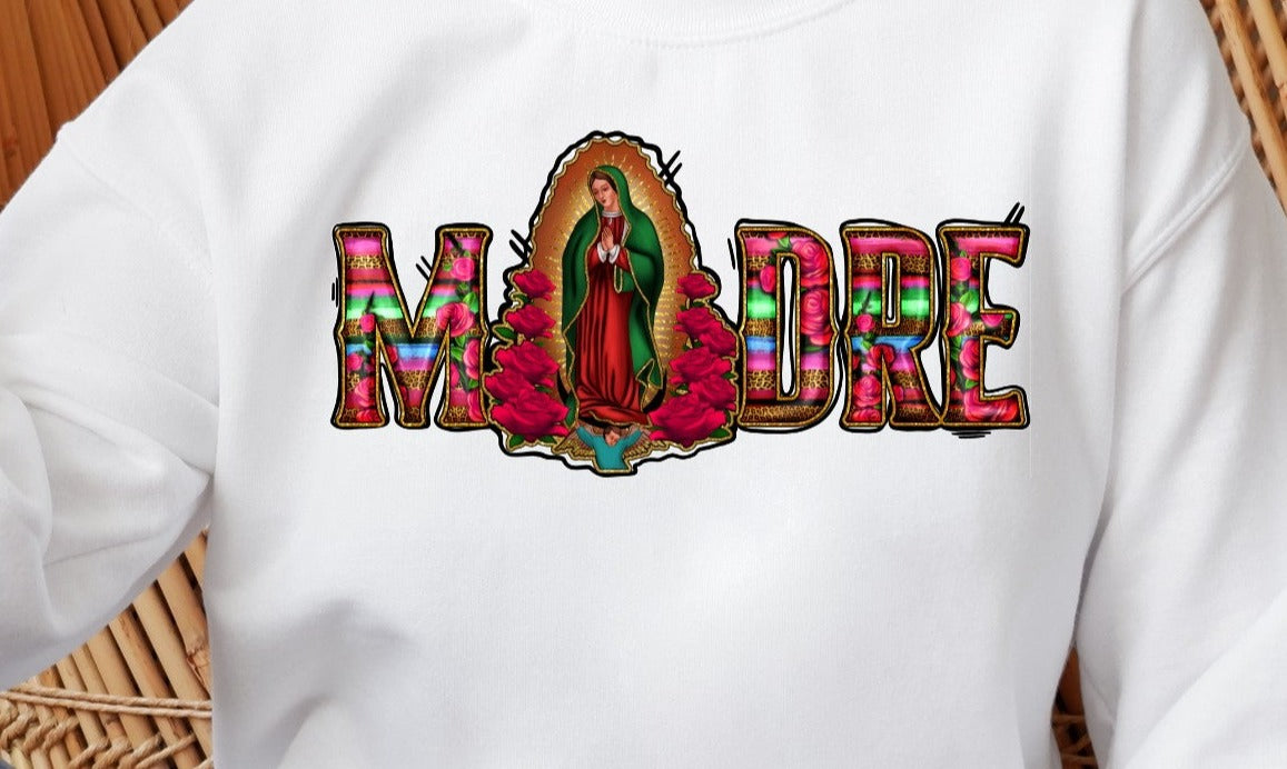Madre with Our Lady Of Guadalupe Madre, Madre Aztec and Virgin Mary DTF Transfer