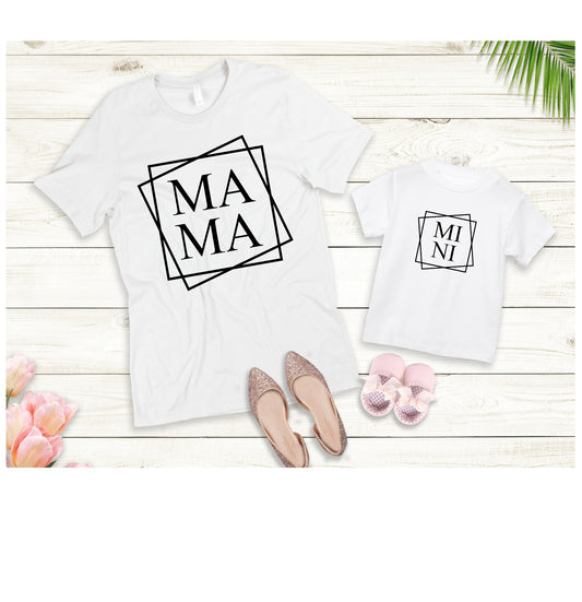 Mama and Mini Square Frame, Matching Shirts, Mama and Me, Mothers Day, Mama and Mini DTF Transfers