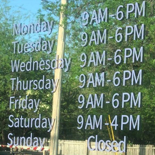 Business Store Hours Vinyl Decal