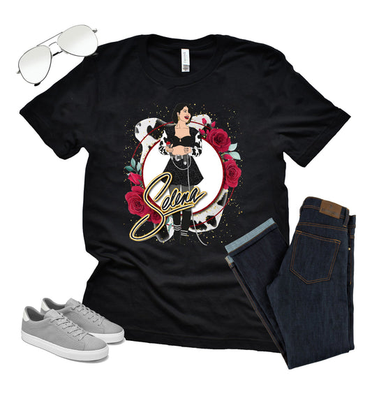 Selena, Selena Quintanilla, Red Roses, Cow Print DTF Transfer