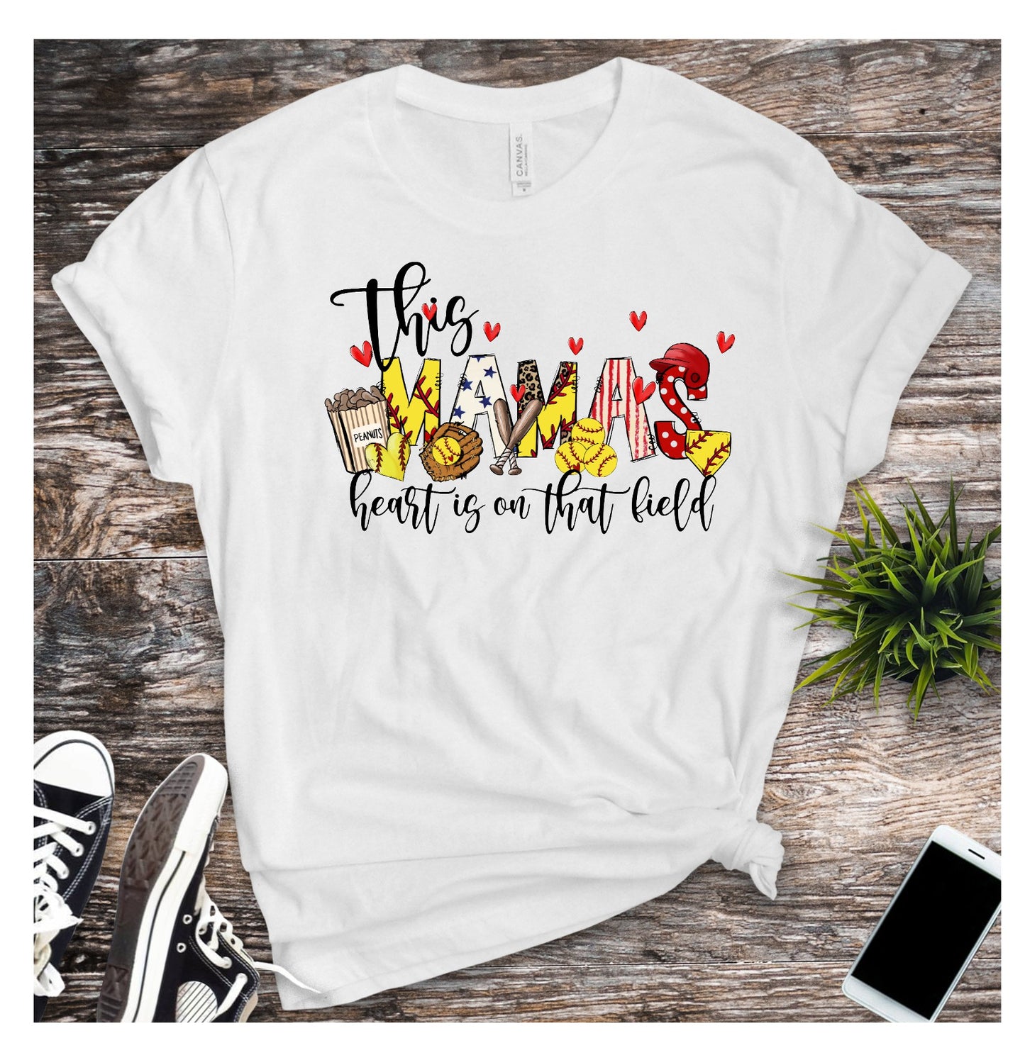 This Mama's Heart is on the Field Softball, Softball Mama, Softball, Softball Mom DTF Transfer