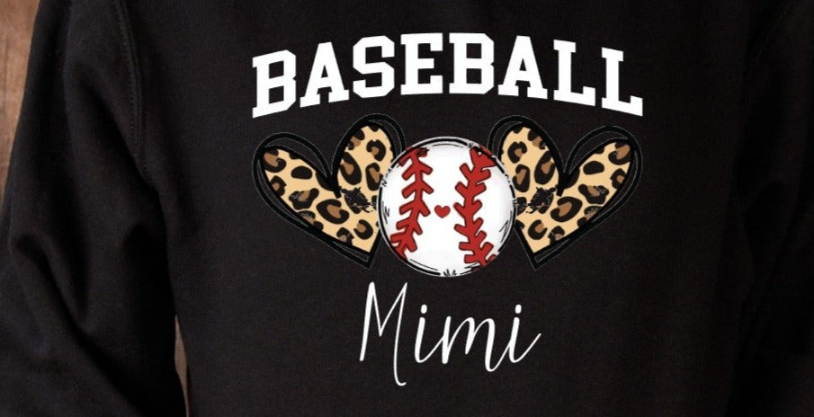 Basbeball Grandma Two Hearts Baseball, Leopard, Hearts Baseball, Grandma, Gameday DTF Transfer