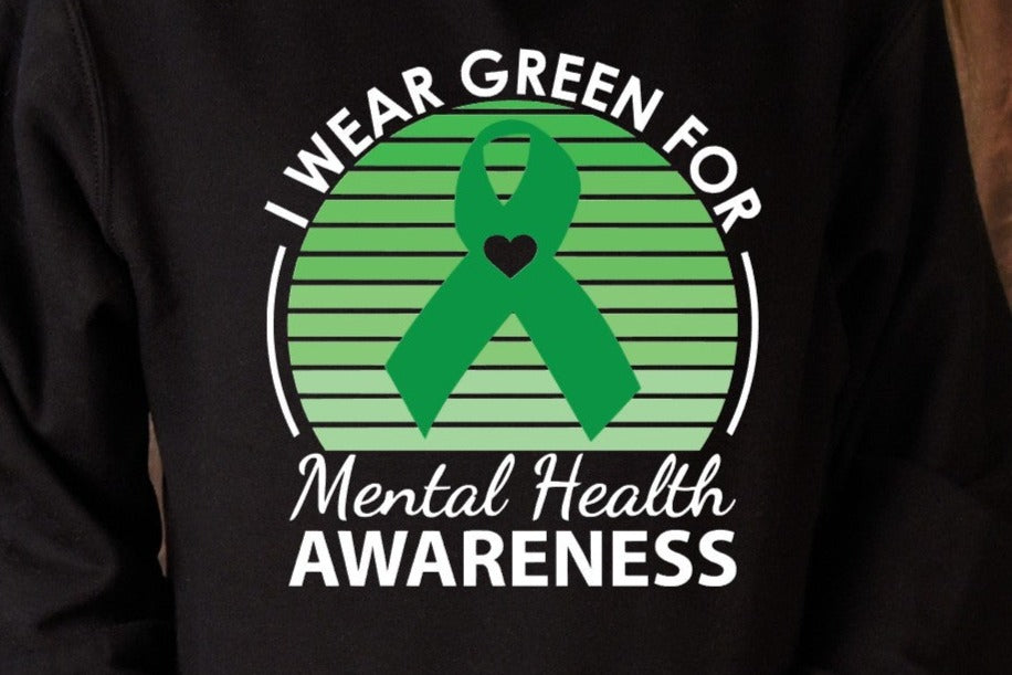 I Wear Green For Mental Health Awareness, Mental Health, Awareness, Green Ribbon DTF Transfer